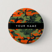 Orange Camouflage Pattern, Your name, Personalize Ronde Button 5,7 Cm (Voorkant)