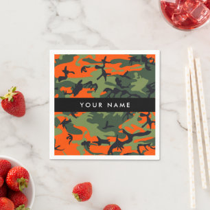 Orange Camouflage Pattern, Your name, Personalize Servet