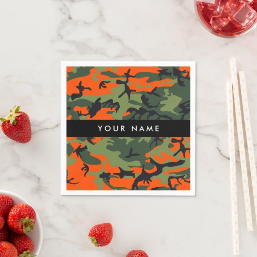 Orange Camouflage Pattern, Your name, Personalize Servet (Insitu)