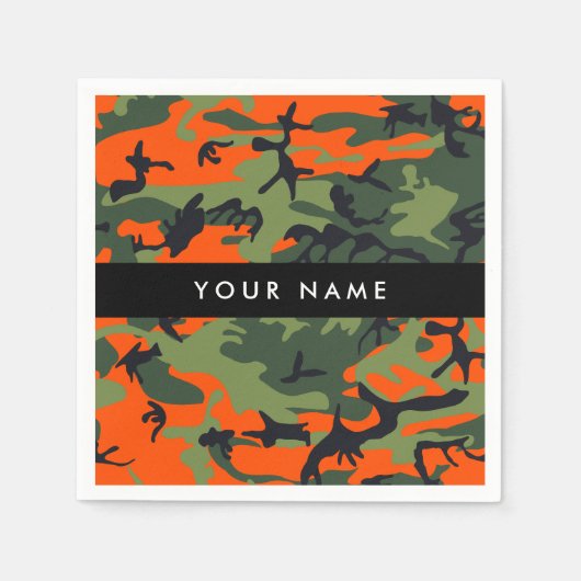 Orange Camouflage Pattern, Your name, Personalize Servet (Voorkant)