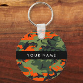Orange Camouflage Pattern, Your name, Personalize Sleutelhanger (Achterkant)