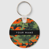 Orange Camouflage Pattern, Your name, Personalize Sleutelhanger (Achterkant)