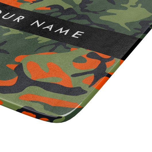 Orange Camouflage Pattern, Your name, Personalize Snijplank (Hoek)