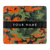 Orange Camouflage Pattern, Your name, Personalize Snijplank (Voorkant)