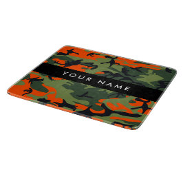 Orange Camouflage Pattern, Your name, Personalize Snijplank