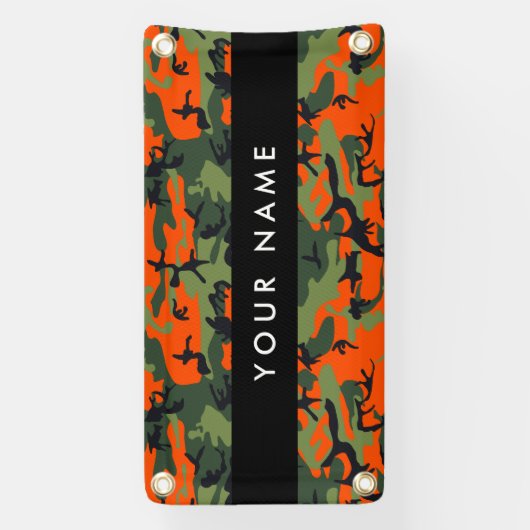 Orange Camouflage Pattern, Your name, Personalize Spandoek (Verticaal)
