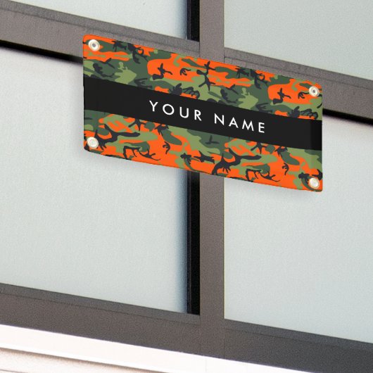 Orange Camouflage Pattern, Your name, Personalize Spandoek (Buitenkant Gebouw)