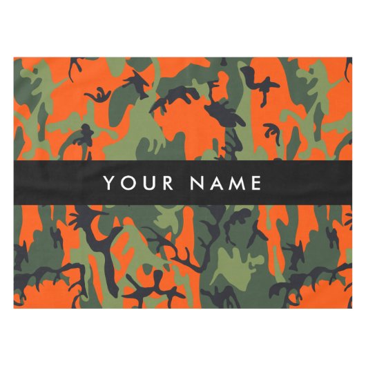 Orange Camouflage Pattern, Your name, Personalize Tafelkleed (Voorkant (Horizontaal))