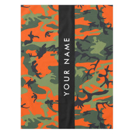 Orange Camouflage Pattern, Your name, Personalize Tafelkleed