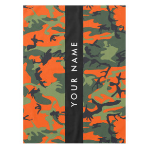 Orange Camouflage Pattern, Your name, Personalize Tafelkleed