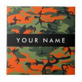 Orange Camouflage Pattern, Your name, Personalize Tegeltje (Voorkant)