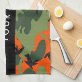 Orange Camouflage Pattern, Your name, Personalize Theedoek (Quarter Fold)