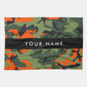Orange Camouflage Pattern, Your name, Personalize Theedoek (Horizontaal)