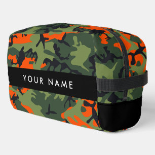 Orange Camouflage Pattern, Your name, Personalize Toilettasje
