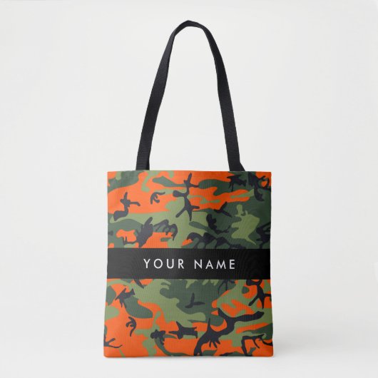 Orange Camouflage Pattern, Your name, Personalize Tote Bag (Voorkant)