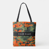 Orange Camouflage Pattern, Your name, Personalize Tote Bag (Achterkant)