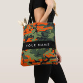Orange Camouflage Pattern, Your name, Personalize Tote Bag (Dichtbij)