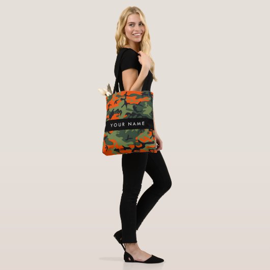 Orange Camouflage Pattern, Your name, Personalize Tote Bag (Op model)