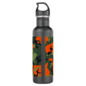 Orange Camouflage Pattern, Your name, Personalize Waterfles (Achterkant)
