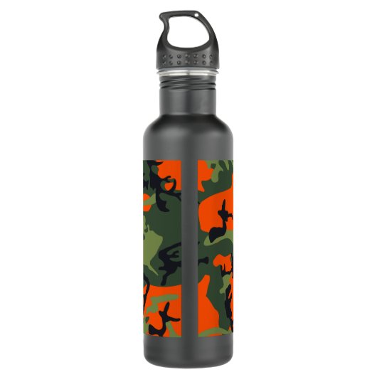 Orange Camouflage Pattern, Your name, Personalize Waterfles (Achterkant)