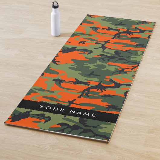 Orange Camouflage Pattern, Your name, Personalize Yogamat (In situ)