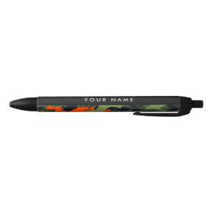 Orange Camouflage Pattern, Your name, Personalize Zwarte Inkt Pen