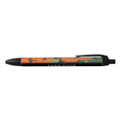 Orange Camouflage Pattern, Your name, Personalize Zwarte Inkt Pen (Bovenkant)