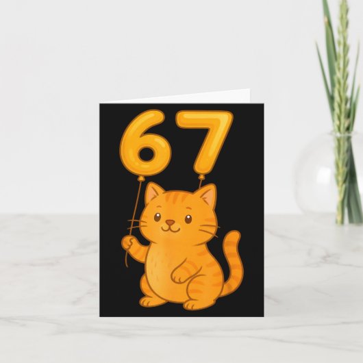 Orange Cat 67 Meme Six Seven Balloon Funny Gen Alp Kaart (Voorkant)