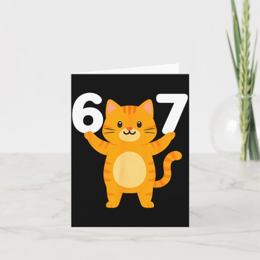 Orange Cat 67 Meme Six Seven Funny Cat Lover Kaart (Voorkant)