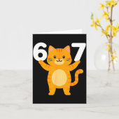 Orange Cat 67 Meme Six Seven Funny Cat Lover Kaart (Gele Bloem)