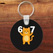 Orange Cat 67 Meme Six Seven Funny Cat Lover  Sleutelhanger (Voorkant)