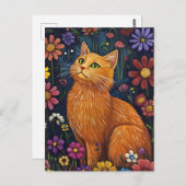 Orange Cat Amid Colorful Blossoms Briefkaart (Voorkant / Achterkant)