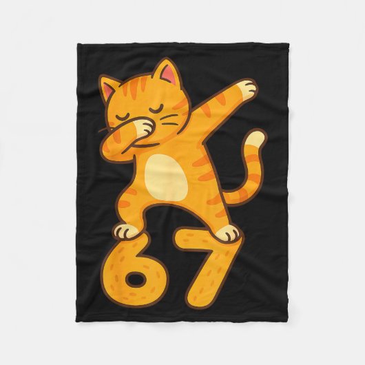 Orange Cat Dabbing Funny 67 Six Seven Meme Fleece Deken (Voorkant)