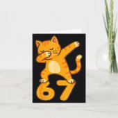 Orange Cat Dabbing Funny 67 Six Seven Meme Kaart (Voorkant)