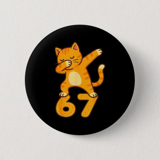 Orange Cat Dabbing Funny 67 Six Seven Meme  Ronde Button 5,7 Cm (Voorkant)