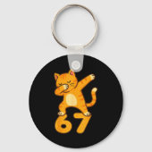 Orange Cat Dabbing Funny 67 Six Seven Meme  Sleutelhanger (Voorkant)