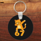 Orange Cat Dabbing Funny 67 Six Seven Meme  Sleutelhanger (Voorkant)