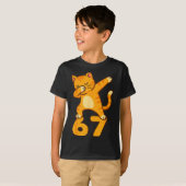Orange Cat Dabbing Funny 67 Six Seven Meme  T-shirt (Voorkant volledig)