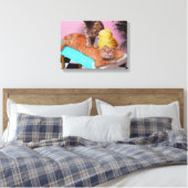 Orange cat enjoying a massage a cat canvas afdruk (Insitu (Slaapkamer))