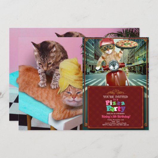 Orange cat enjoying a massage a cat kaart (Voorkant / Achterkant)