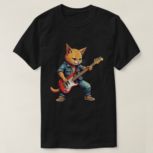 Orange Cat Guitar Player T-shirt (Design voorkant)