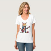 Orange Cat Guitar Player T-shirt (Voorkant volledig)