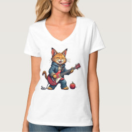Orange Cat Guitar Player T-shirt