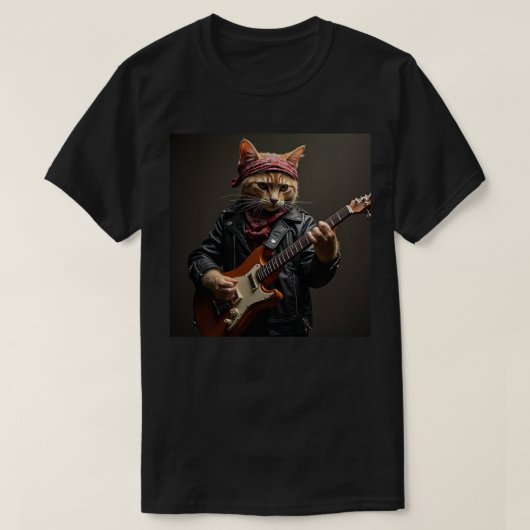 Orange Cat Guitar Player T-shirt (Design voorkant)