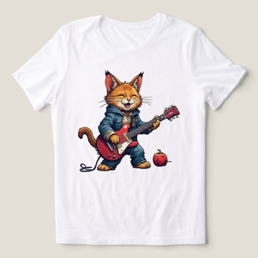Orange Cat Guitar Player Tri-Blend Shirt (Design voorkant)