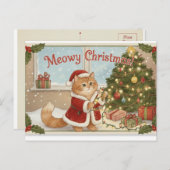 Orange Cat Holiday Postcard Feestdagenkaart (Voorkant / Achterkant)