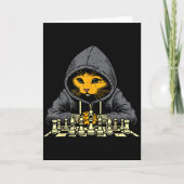 Orange Cat Hoodie Playing Chess Game Cool Women Me Kaart (Voorkant)