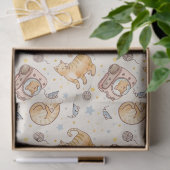 Orange Cat in a Backpack, Stars, and Yarn Tissuepapier (Geschenk)