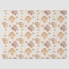 Orange Cat in a Backpack, Stars, and Yarn Tissuepapier