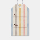 Orange Cat in a Backpack Watercolor Stripes Cadeaulabel (Voorkant)